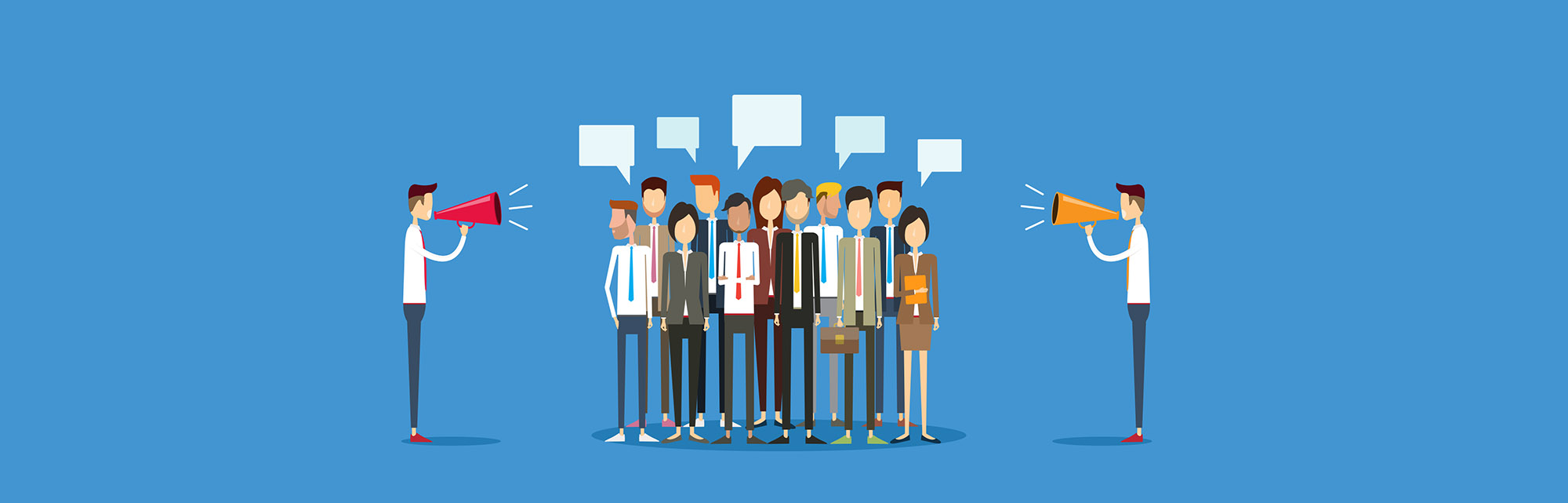 Making.the.Most.of.your.Social.Media.Platforms.Bee.Social.Marketing.Leeds crowd of people in between 2 people with a microphone showing how social media can be spoken to the masses - Leeds - Harrogate